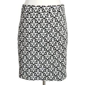 J Crew Black White Arrows & Diamonds Pencil Skirt